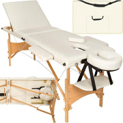 Portable 3 Zone Massage Table Foldable Therapy Beauty Bed 61cm Adjustable Beige