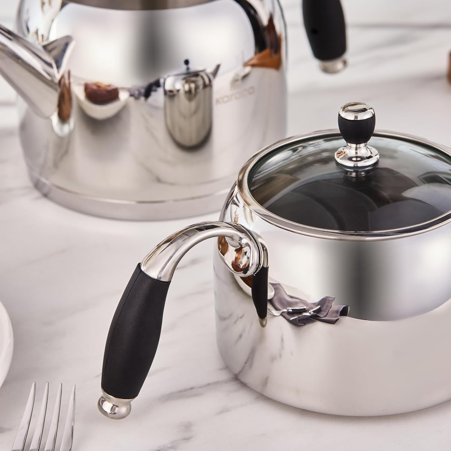 Turkish Teapot Set Stainless Steel 3L Tea Maker Induction Hob Safe