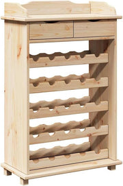 Solid Pine Wood Wine Rack Cabinet with Drawers, 20 Bottle Storage