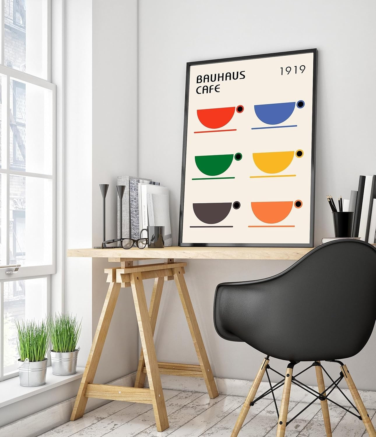 Bauhaus A5 Wall Art Print – Mid Century Modern Geometric Black White Decor