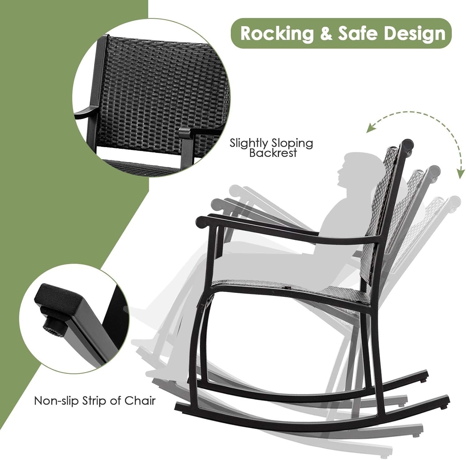 Outdoor 3-Piece Rocking Chair Set with Coffee Table – Patio Relaxation & Storage