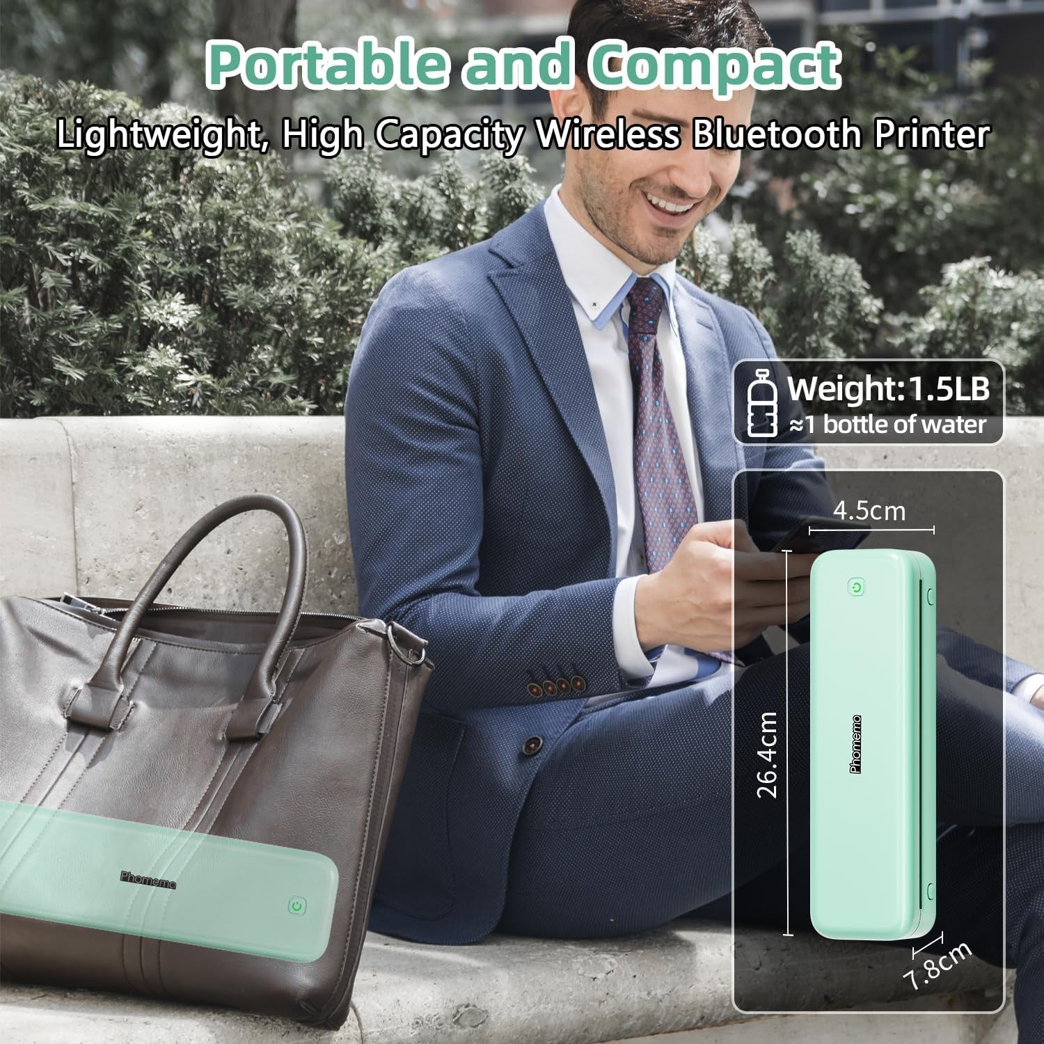 Portable A4 Thermal Printer 300DPI Bluetooth Inkless Mobile