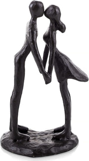 Romantic Metal Couple Sculpture Kiss Ornament | Cast Iron Art Decor Gift