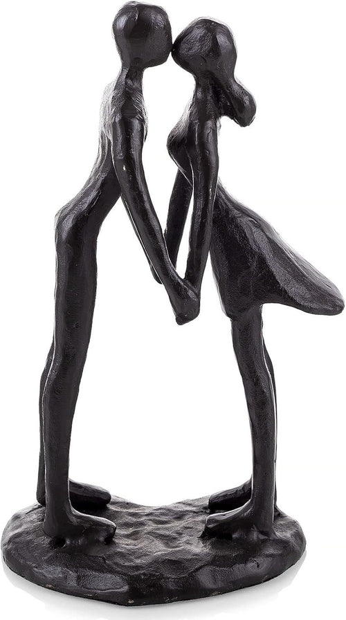 Romantic Metal Couple Sculpture Kiss Ornament | Cast Iron Art Decor Gift