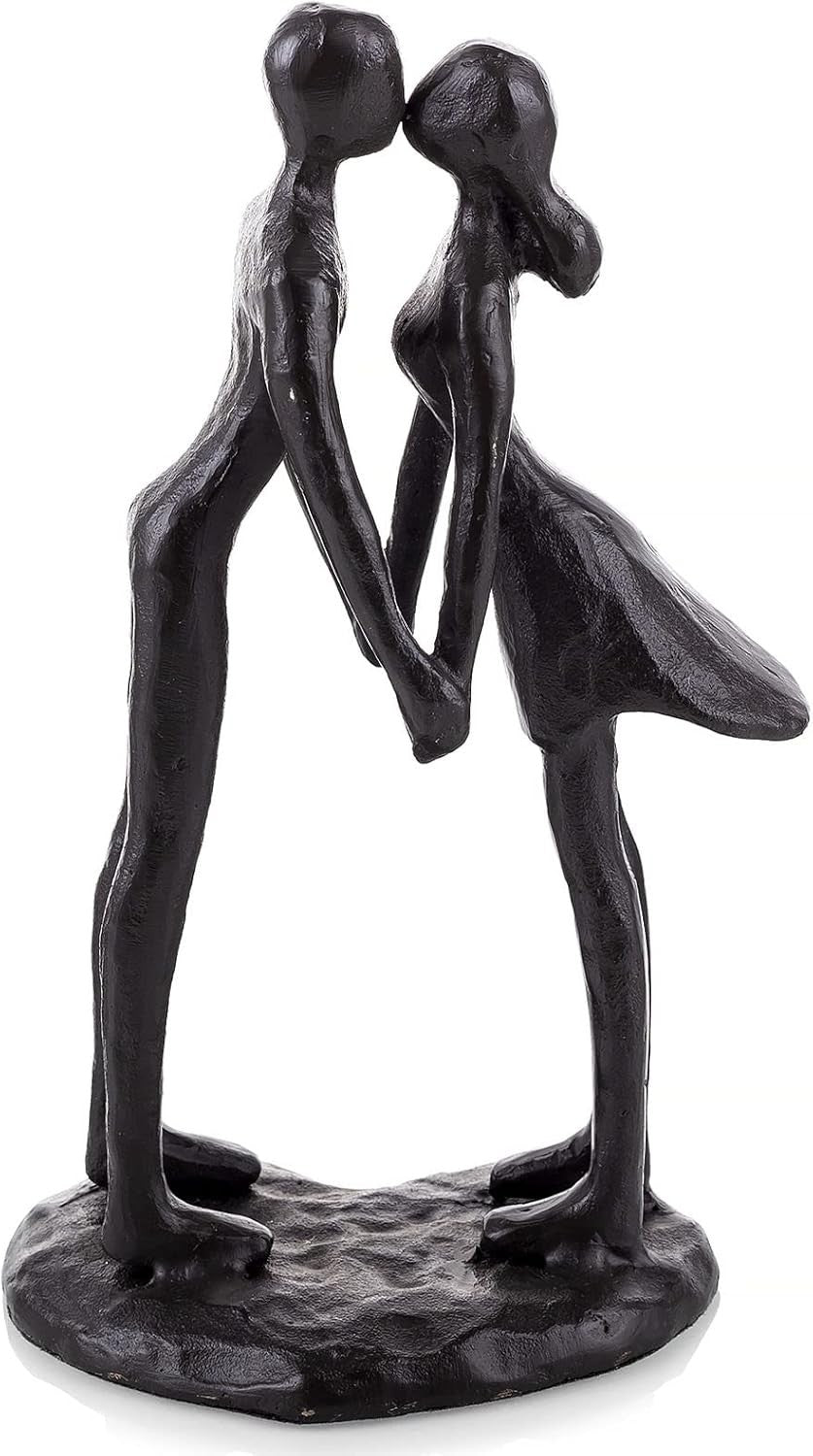 Romantic Metal Couple Sculpture Kiss Ornament | Cast Iron Art Decor Gift