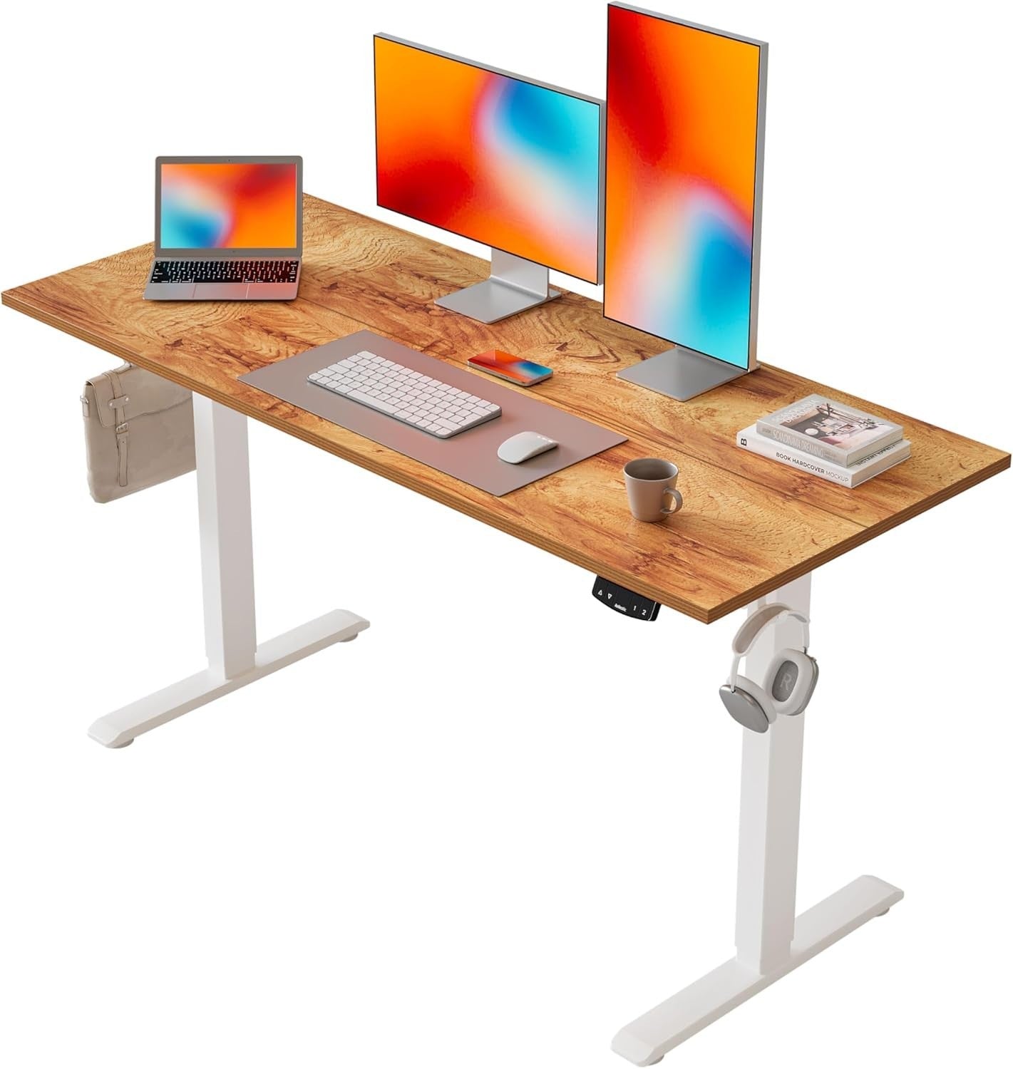 Electric Standing Desk 120x60cm Adjustable Sit Stand Brown Table W/Memory