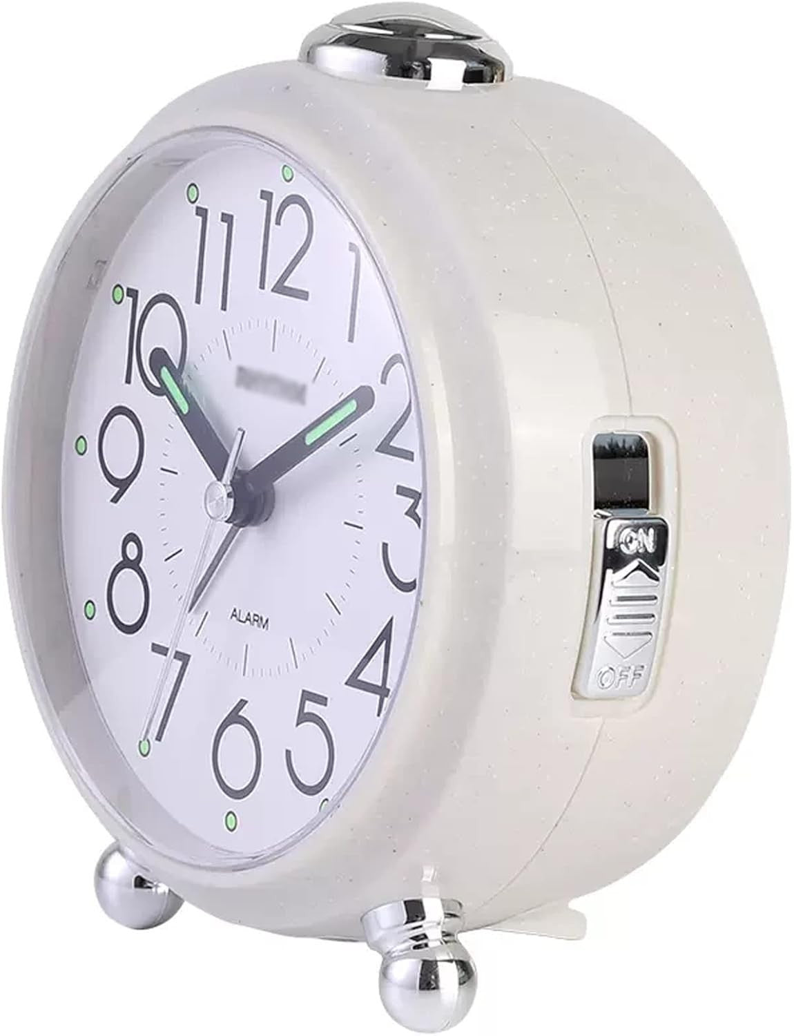 Silent Analog Alarm Clock Night Light Snooze Round Bedside for Heavy Sleepers