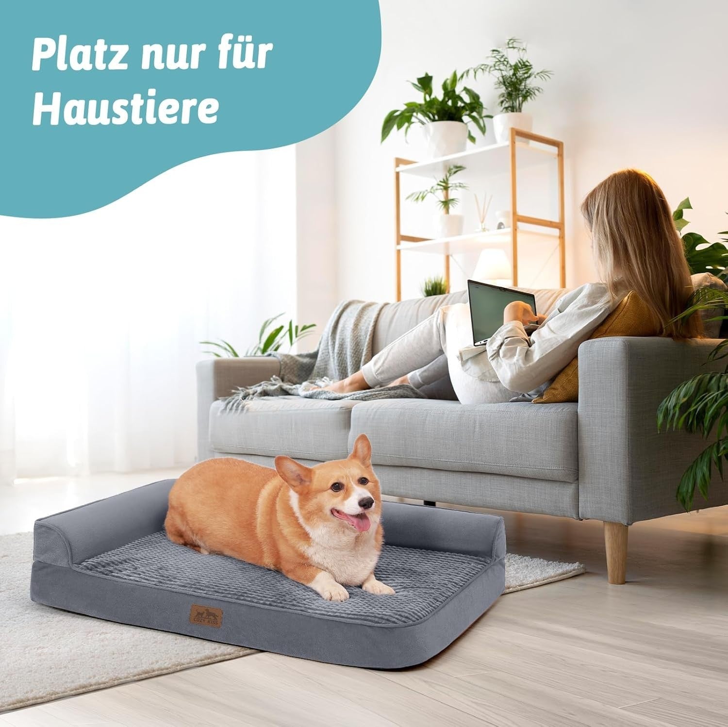 XL Orthopedic Dog Sofa Bed 122x81cm Washable L Shape