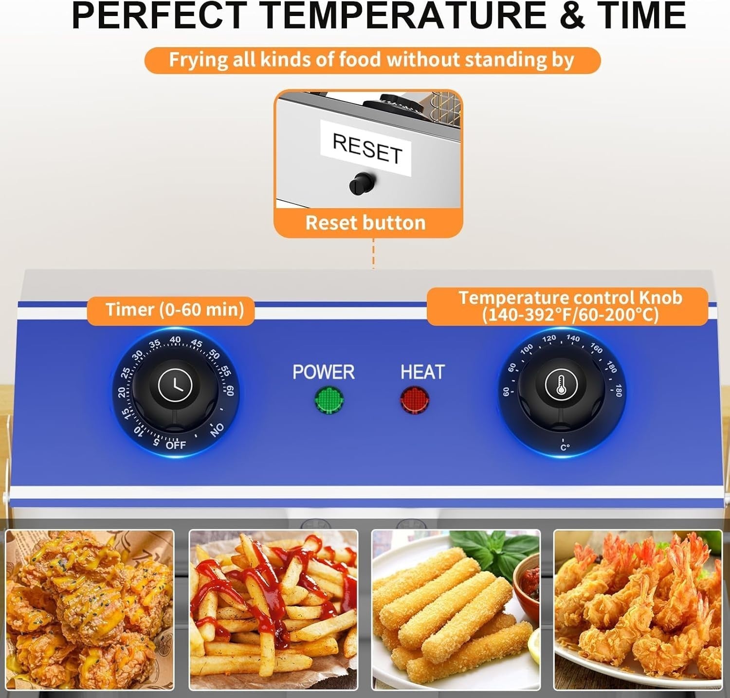 6L Commercial Deep Fat Fryer 2500W Stainless Steel Timer Countertop
