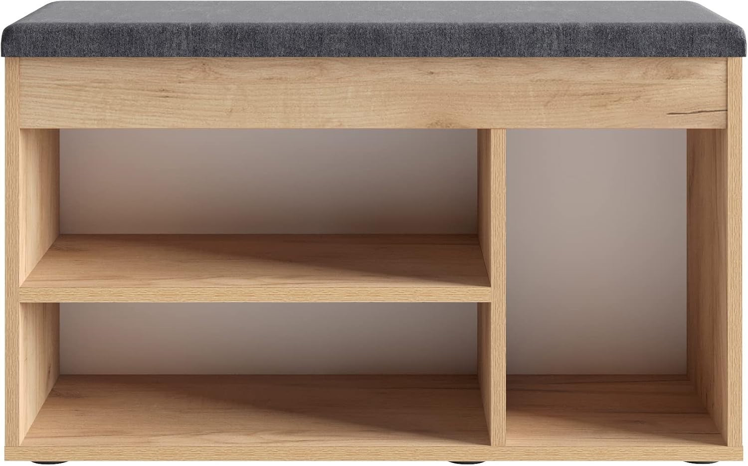 Honey Oak Shoe Storage Bench with Cushion Hidden Seat for Entryway Hallway