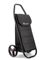 2-Wheel Aluminium Folding Shopping Trolley Big Bag with Pockets – Black