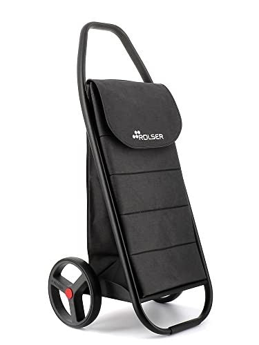 2-Wheel Aluminium Folding Shopping Trolley Big Bag with Pockets – Black