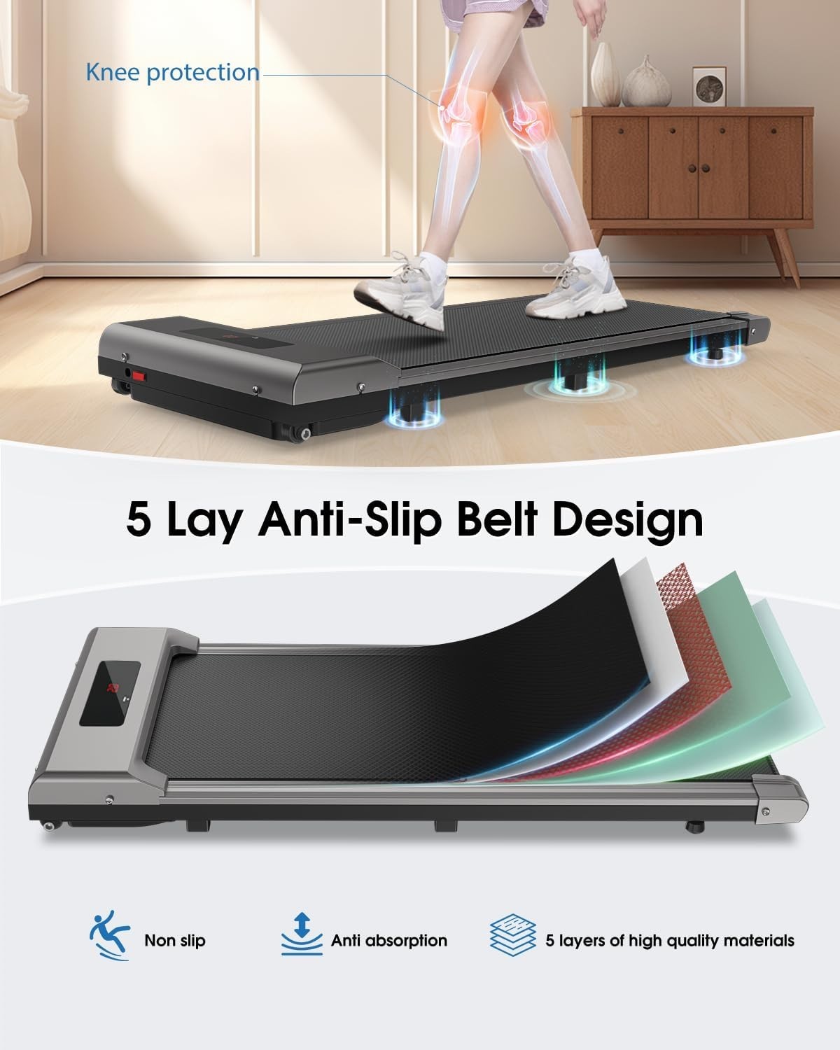 Under Desk Walking Treadmill 1-10km/h Ultra Slim Quiet Home Gym Fitness