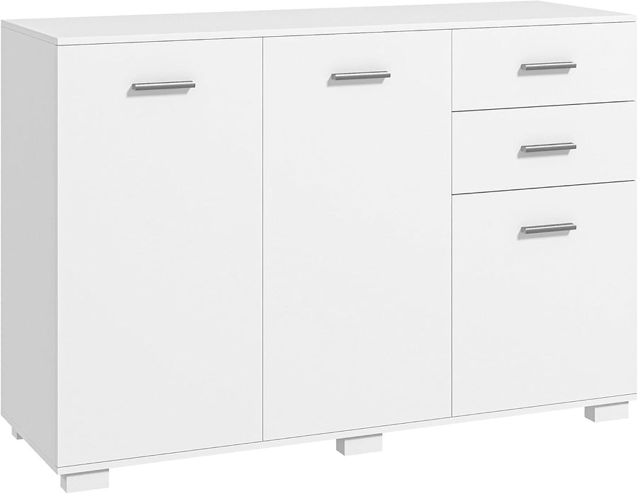 Modern White Sideboard Cabinet with 2 Drawers & 3 Doors – Adjustable Shelves