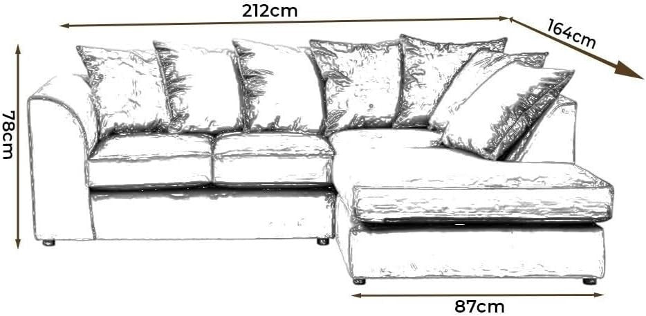 L Shaped 4 Seater Silver Crush Velvet Sofa with Footstool - Modern Corner