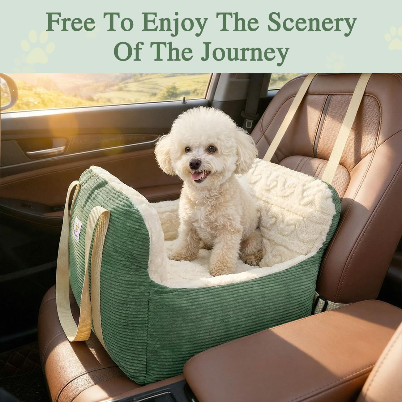 Memory Foam Dog Booster Car Seat Pet Travel Bed Safety Leash 25lb