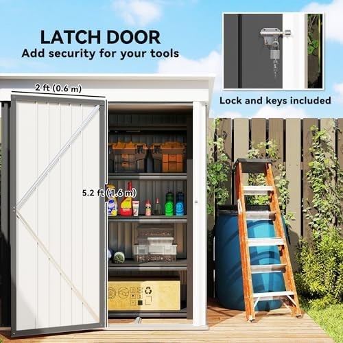 5x3FT Small Metal Garden Shed Lean-To Outdoor Storage House Lockable