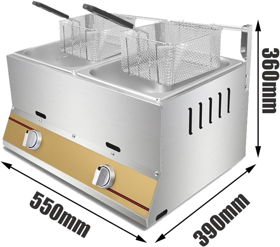 6L Commercial Methane Gas Fryer Stainless Steel Fast Heat Flame Control
