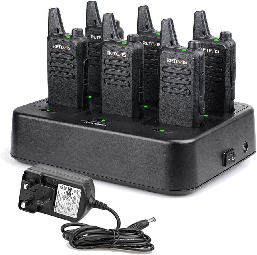 Retevis RT622 Walkie Talkies 6 Pack PMR446 VOX Two Way Radios Charger