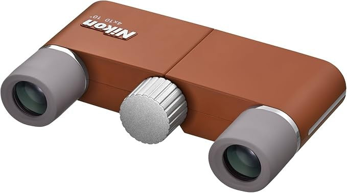 Ultra-Compact 4x10 Pocket Binoculars Lightweight HD Optics Amber Brown
