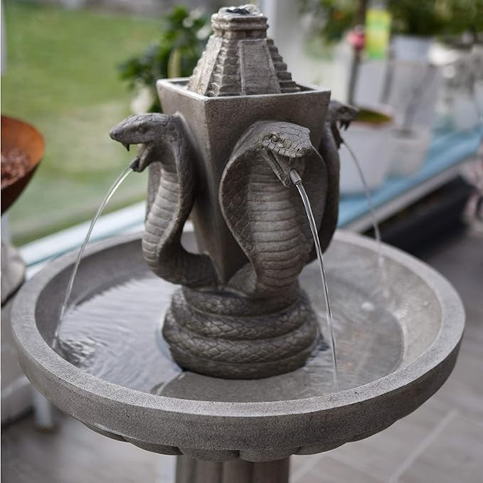 Elegant Stone Fountain Bird Bath – Classic Outdoor Cascade Water Feature