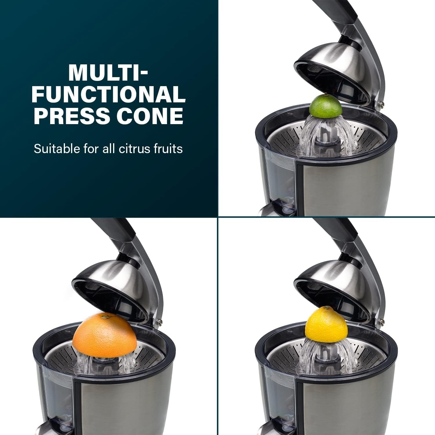 Electric Citrus Press 300W Stainless Steel Lever Juicer Drip Free