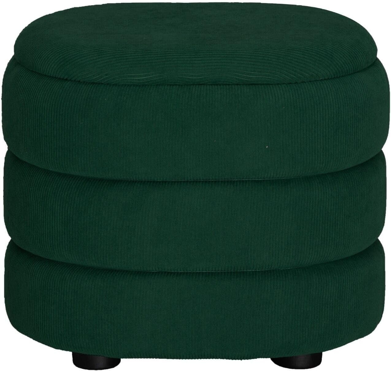 Green Velvet Oval Storage Ottoman Pouffe Footstool Dressing Stool