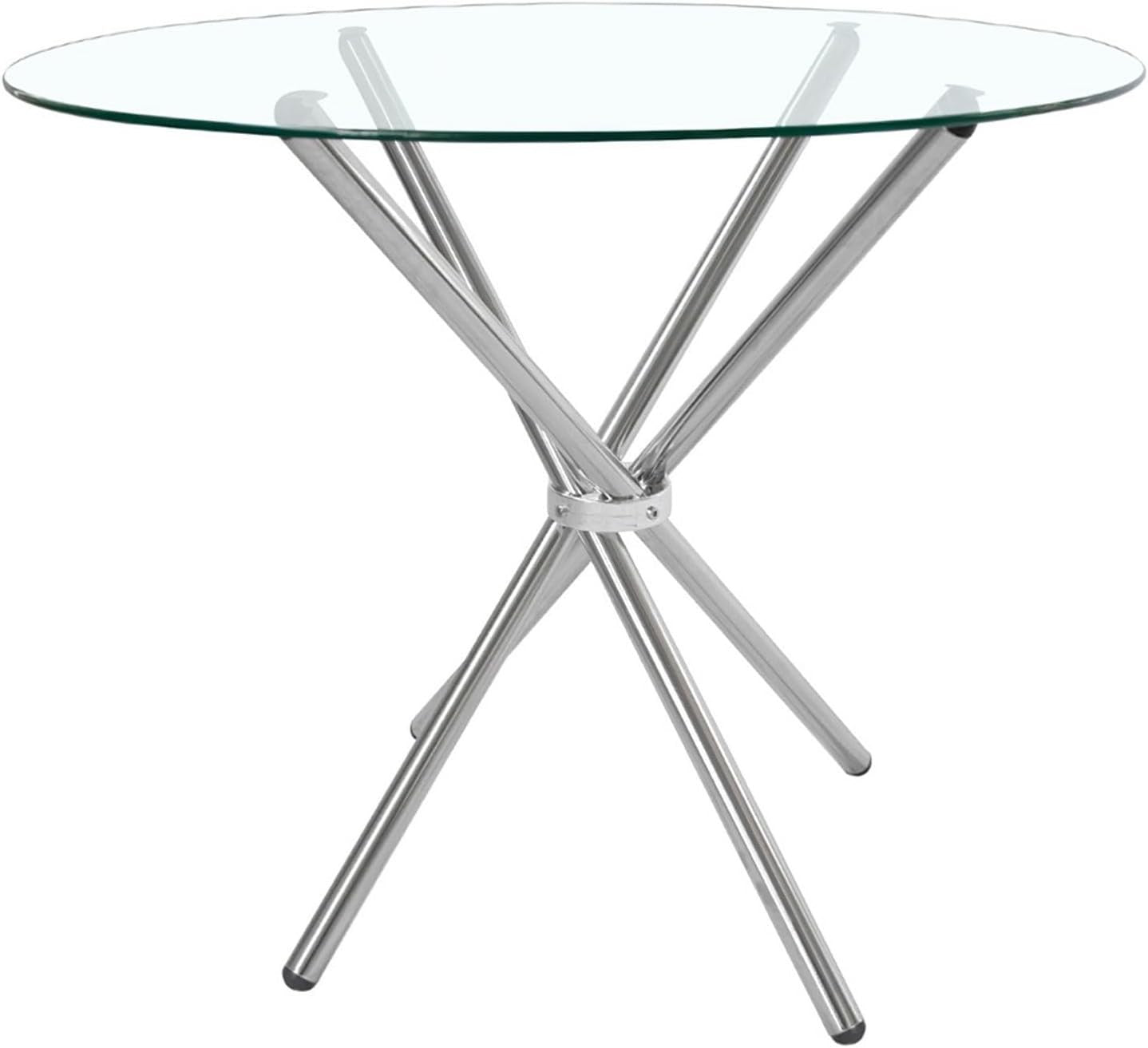 Round Glass Dining Table with Metal Legs Small Kitchen Dining Room Table