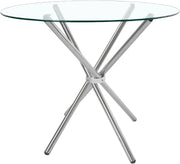 Round Glass Dining Table with Metal Legs Small Kitchen Dining Room Table