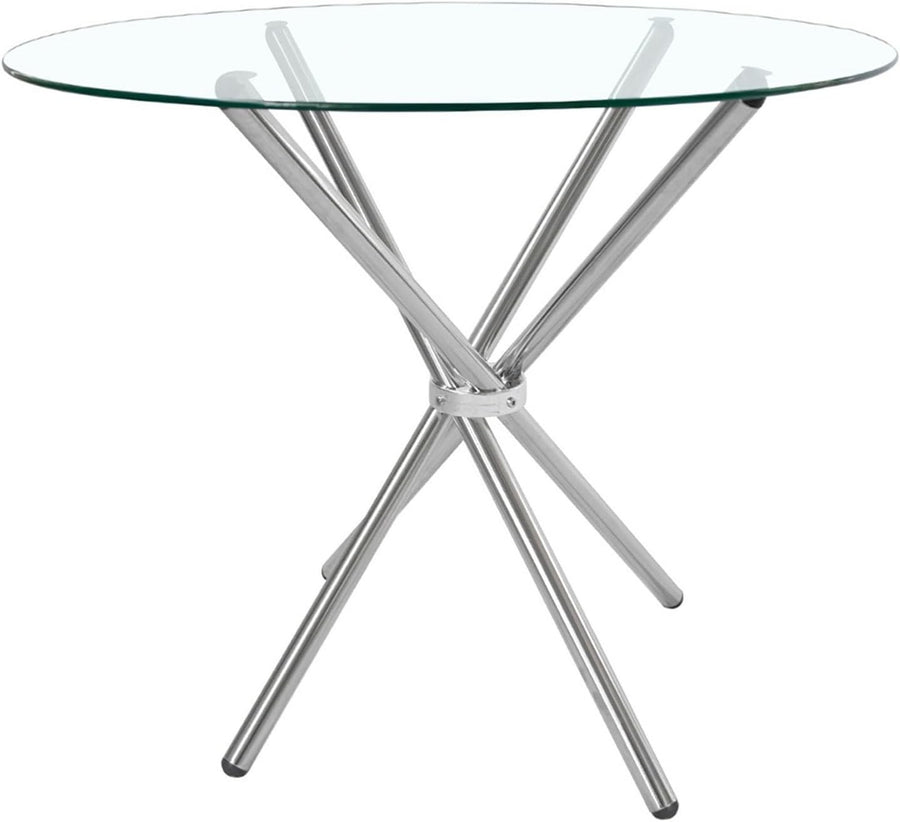 Round Glass Dining Table with Metal Legs Small Kitchen Dining Room Table
