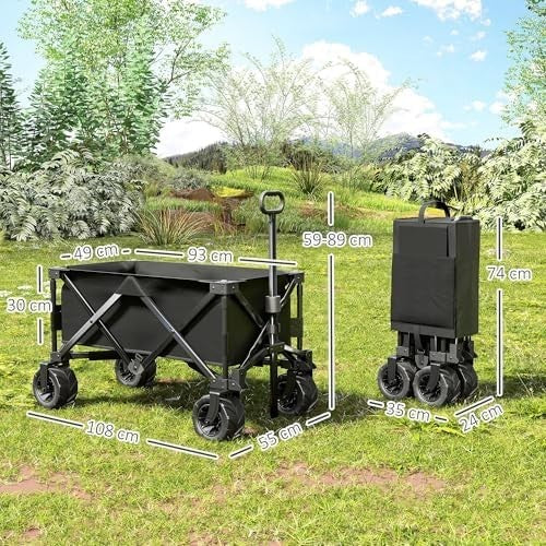 Extra Large 140L Folding Trolley Cart Big Wheels Outdoor Utility Wagon
