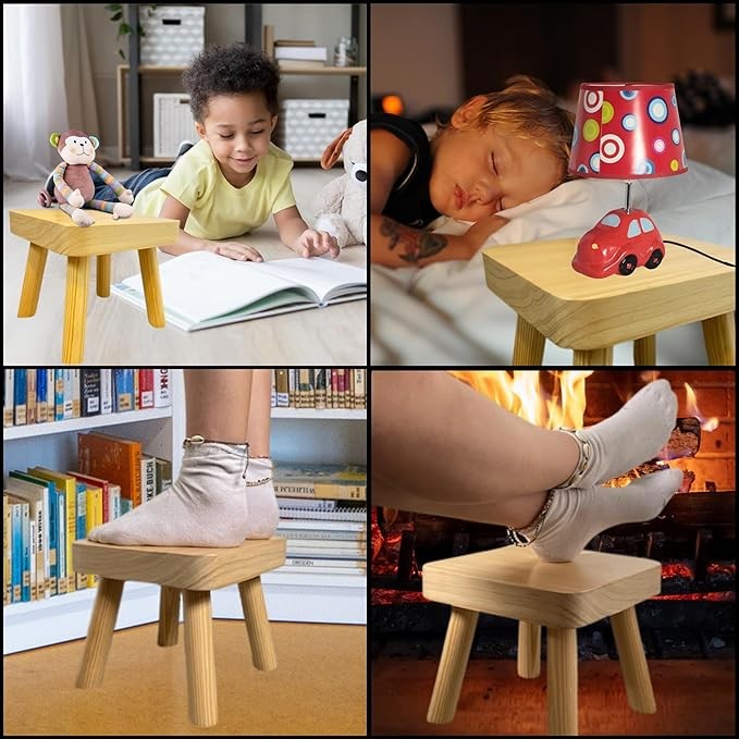 Small Wooden Plant Stand Stool Rustic Side Table Indoor Flower Pot Holder