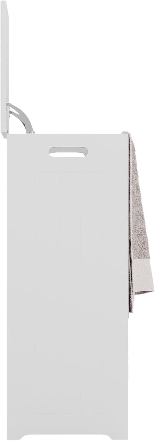 Slim White Laundry Hamper Cabinet Modern Bathroom Storage Unit 77x30x30cm