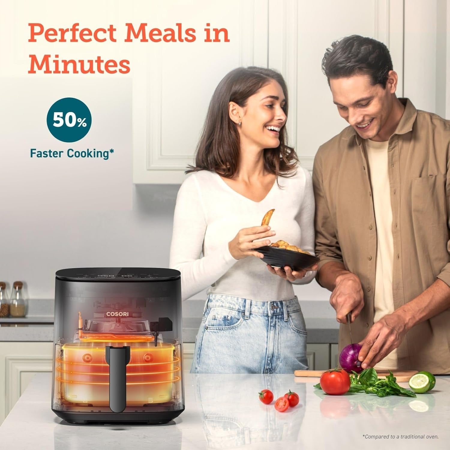4.7L Compact Air Fryer 9-in-1 Rapid Cook Oven Max 230°C Digital Display Quiet