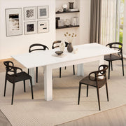Extendable Dining Table  Gloss White 220cm Wood 6–8 Seater Modern Space Saver