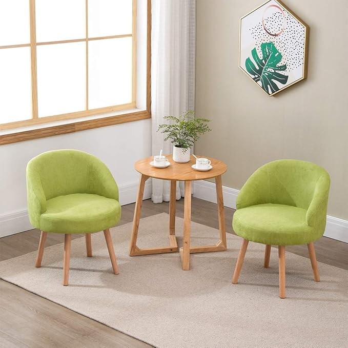 Set of 2 Green Accent Tub Chairs Small Lounge Sofa Upholstered Fabric