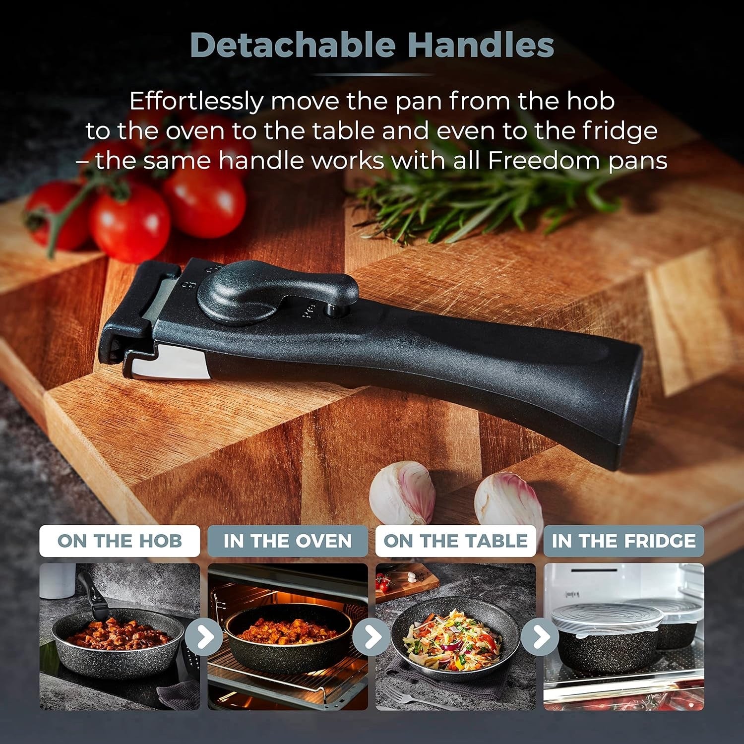 13pcs Black Non Stick Cookware Set  Stackable Pans with Detachable Handle