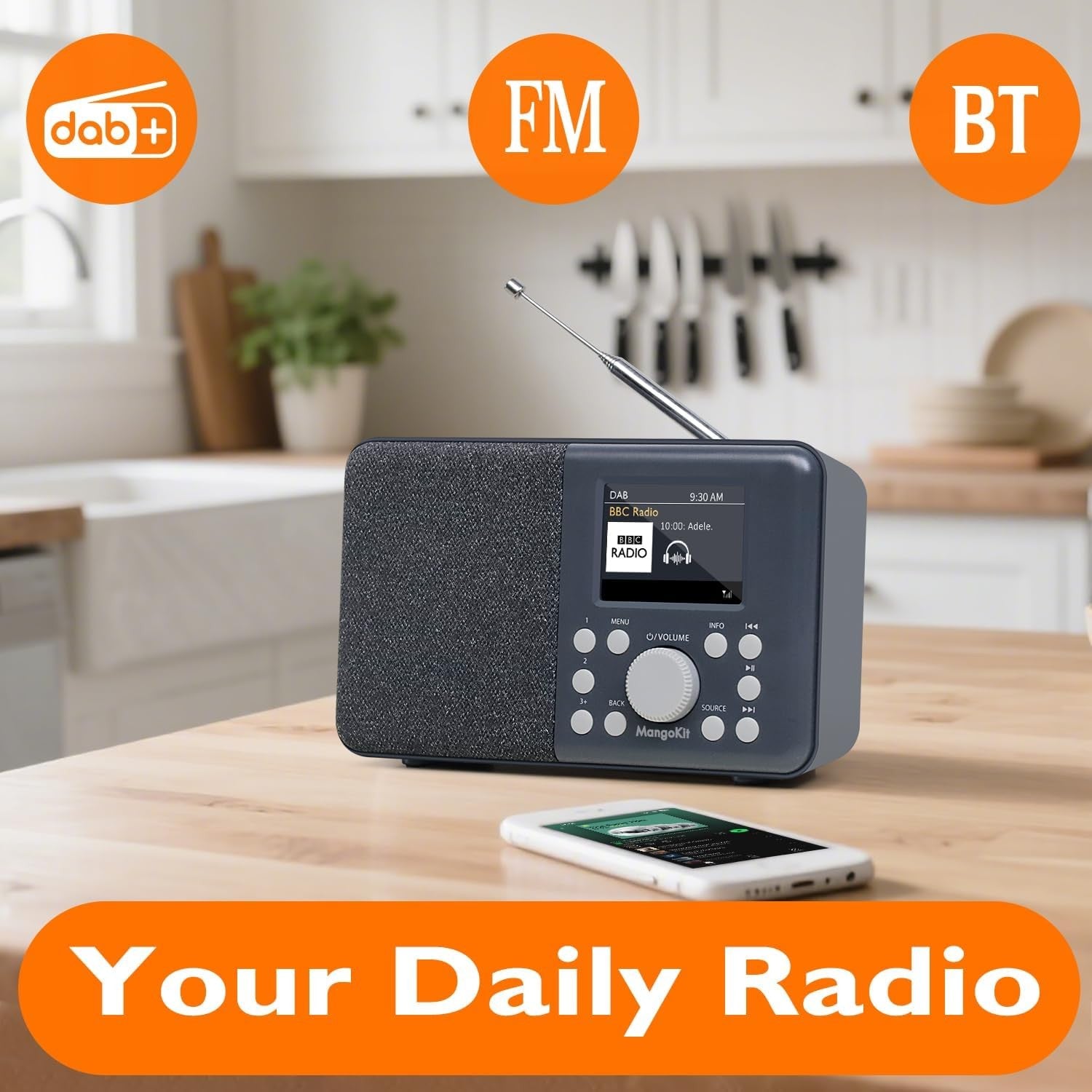 DAB DAB+ Digital Radio Bluetooth Portable Alarm Colour Battery