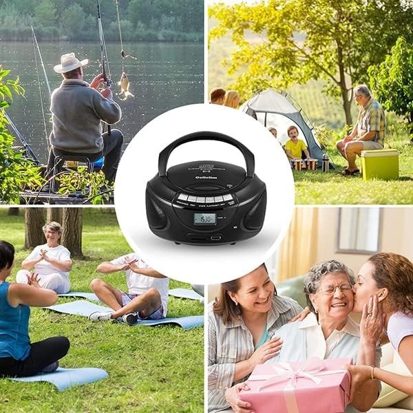 Portable CD Boombox Bluetooth AM FM Radio USB SD AUX Headphone
