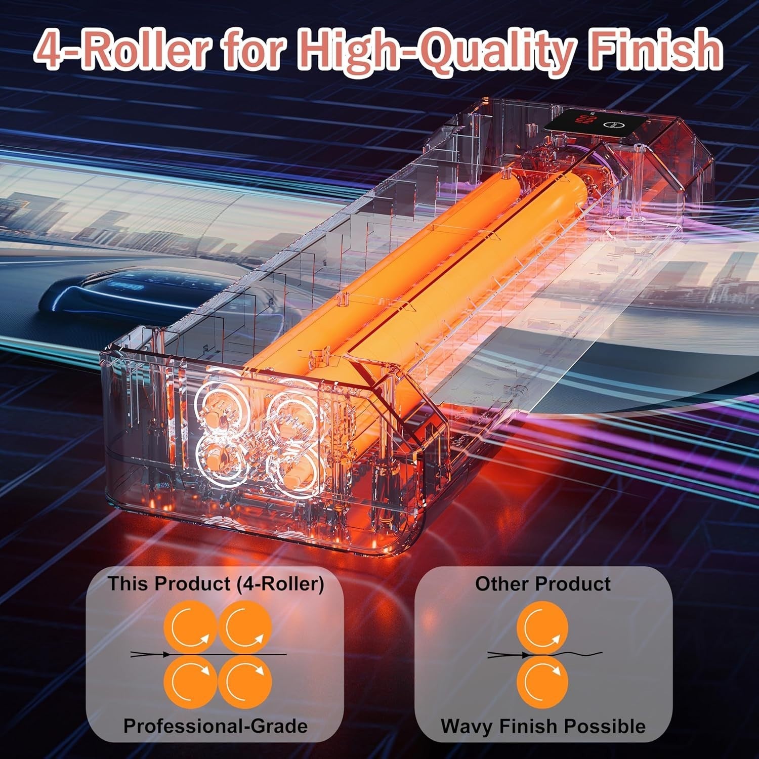 A3 Laminator & Foil Applicator 4 Roller Fast Warm Up 75–250 Mic Touch LED