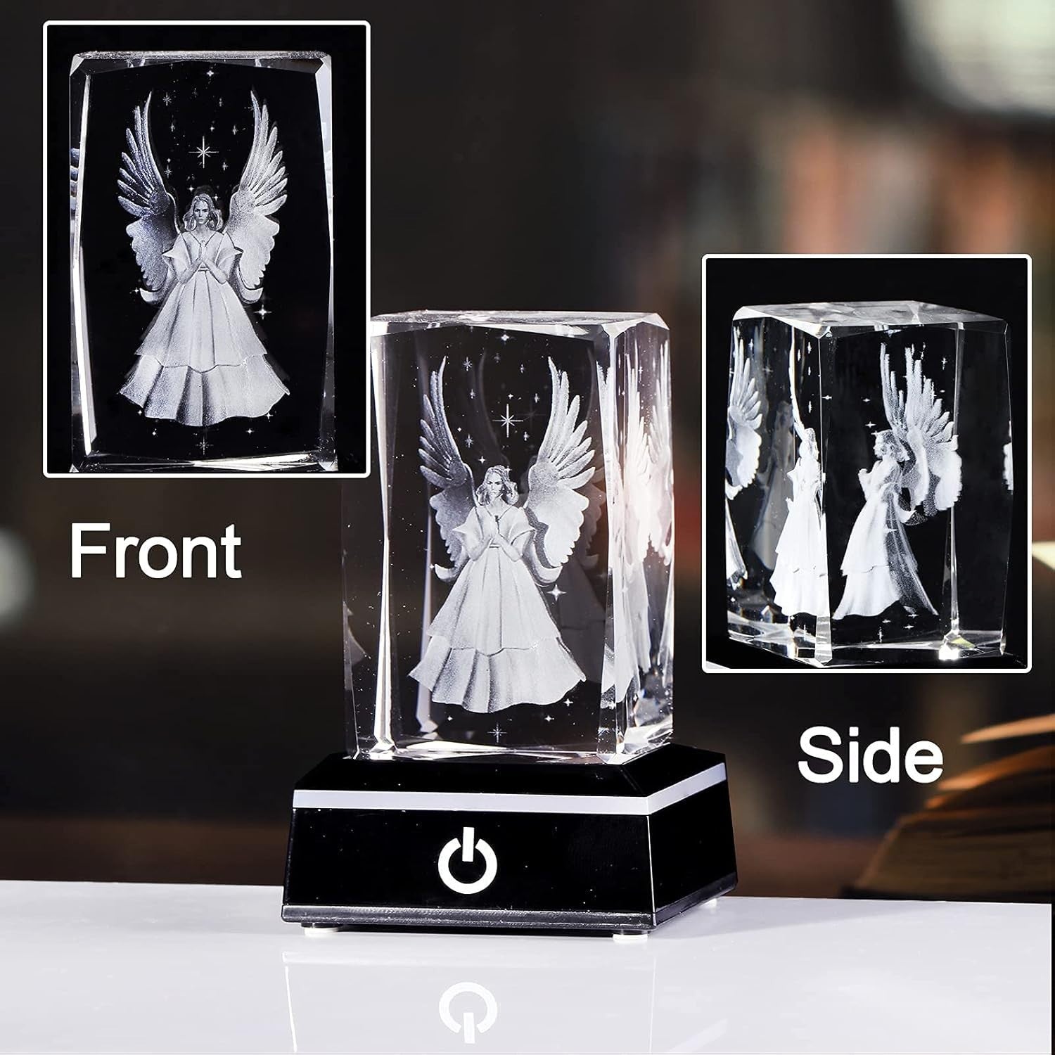 Guardian Angel Crystal Figurine with LED Lights Bereavement Sympathy Gift Decor