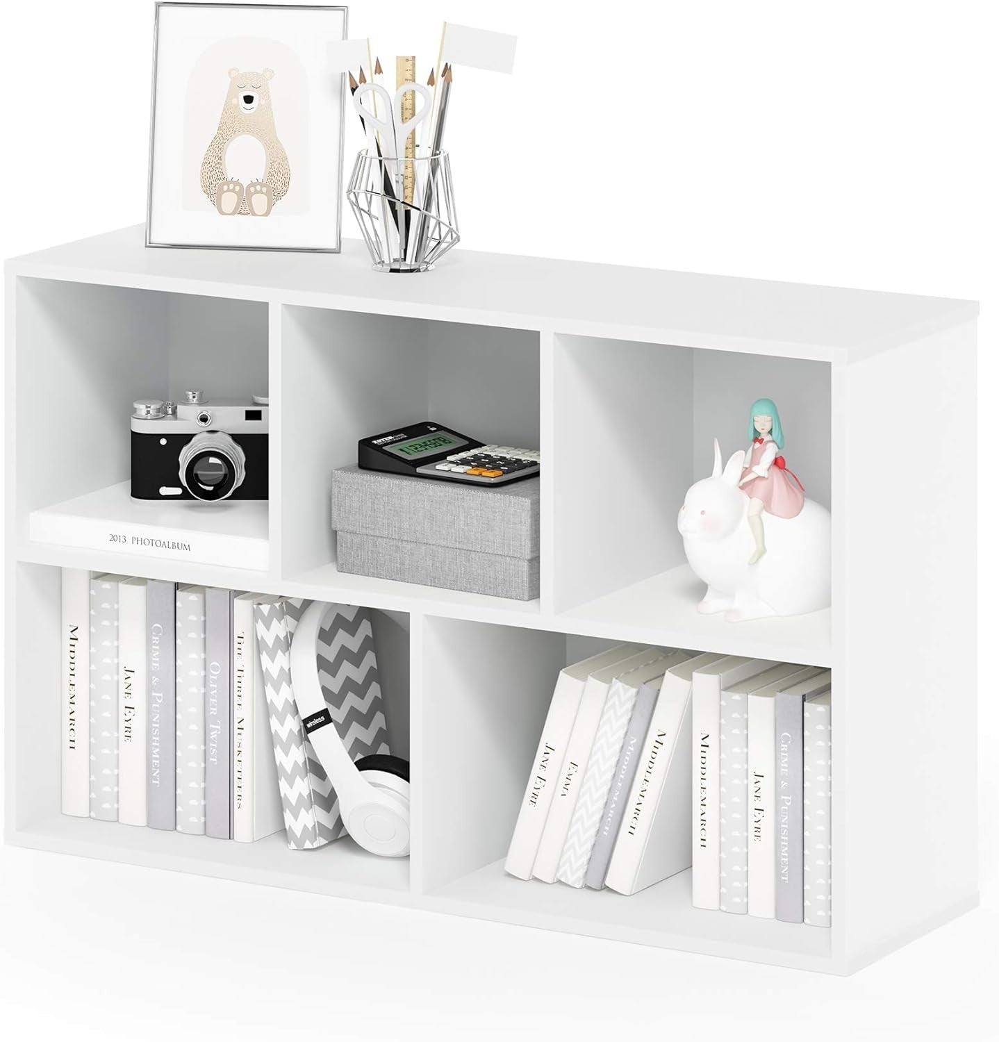 5 Cube Bookcase Storage Open Shelf Compact Organizer Bookshelf Display White