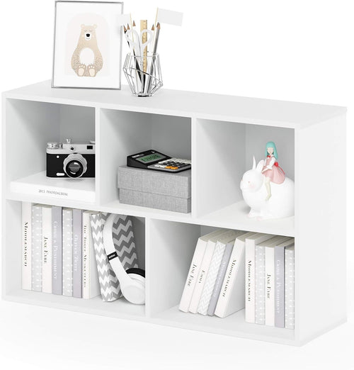 5 Cube Bookcase Storage Open Shelf Compact Organizer Bookshelf Display White