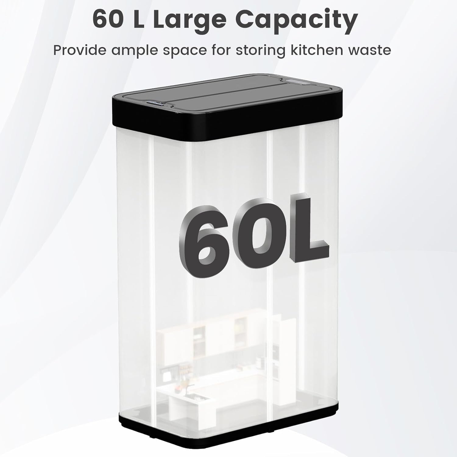 60L Touchless Motion Sensor Kitchen Bin – Automatic Stainless Steel Trash Can