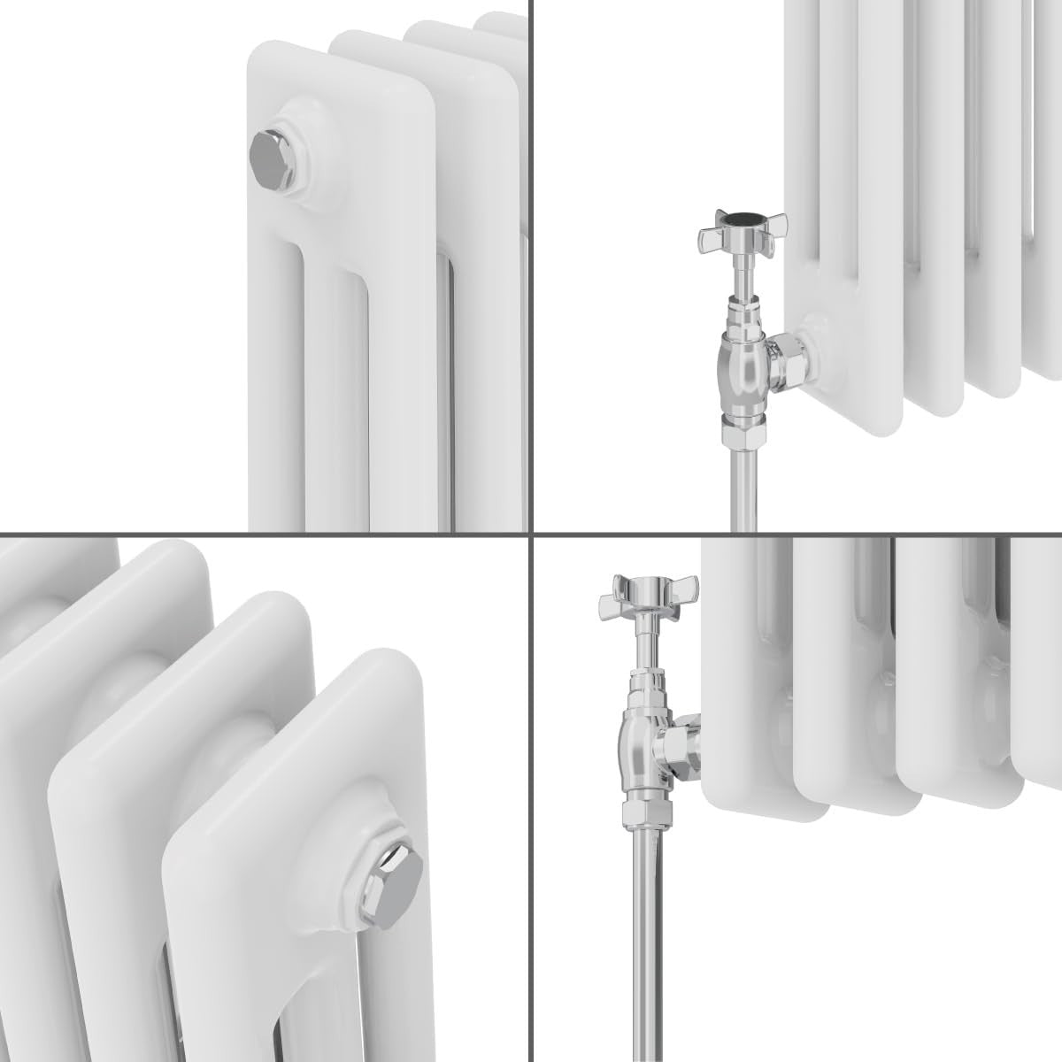 Gloss White 3 Column Radiator 600x1012mm Central Heating Bathroom