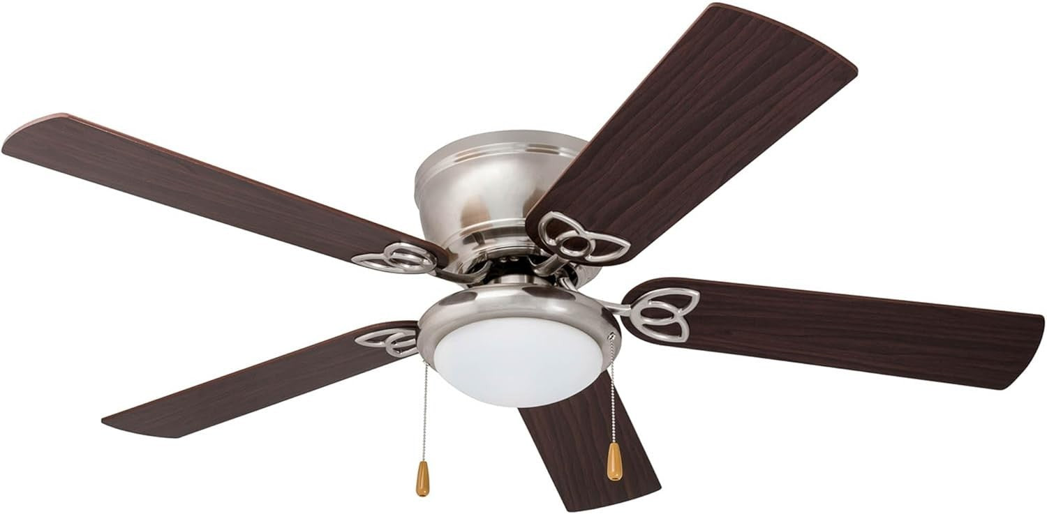 Prominence Home Benton 52" Ceiling Fan, LED Light, 5 Blades, Brushed Nickel