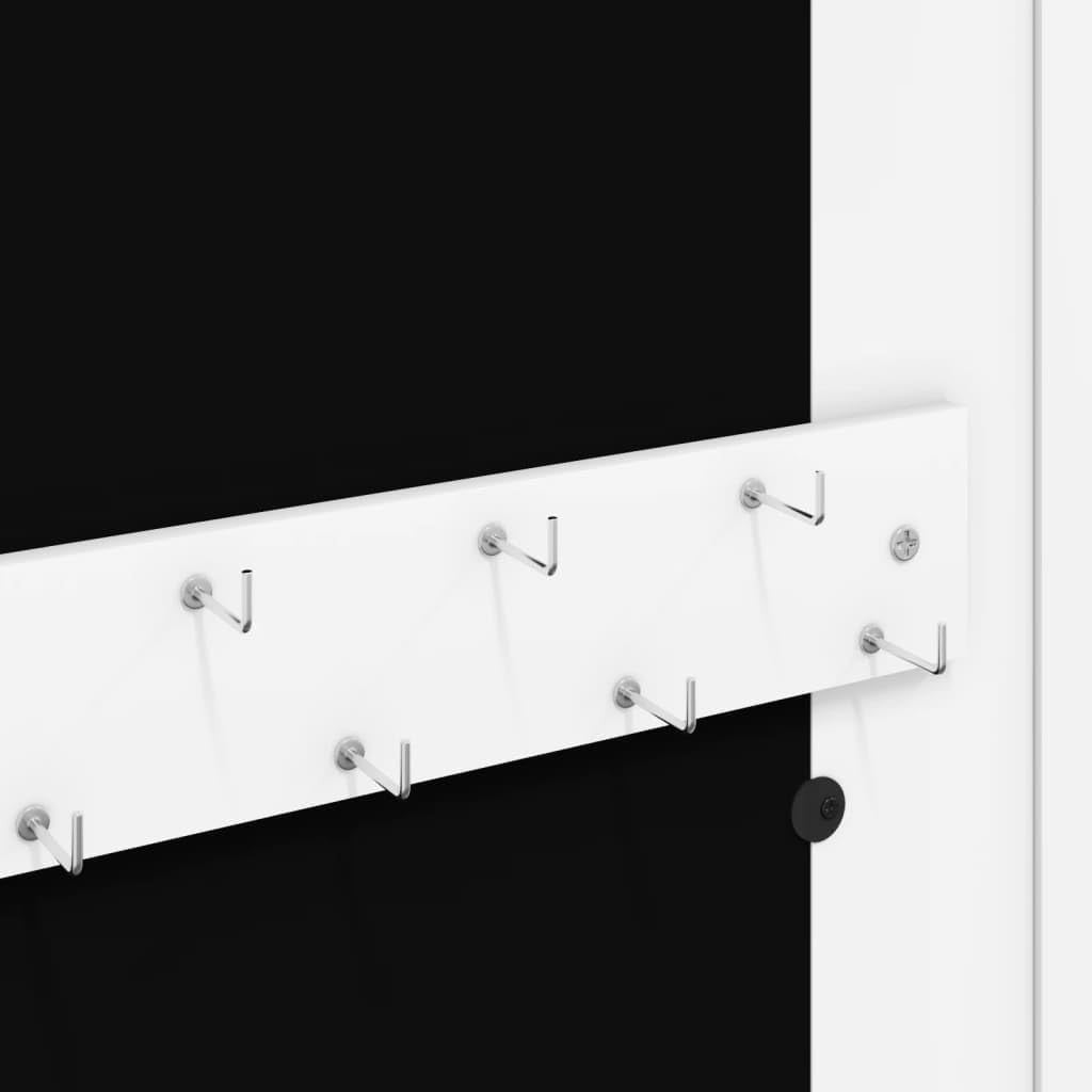 Compact Wall Mounted Jewelry Cabinet Mirror Lockable Storage White