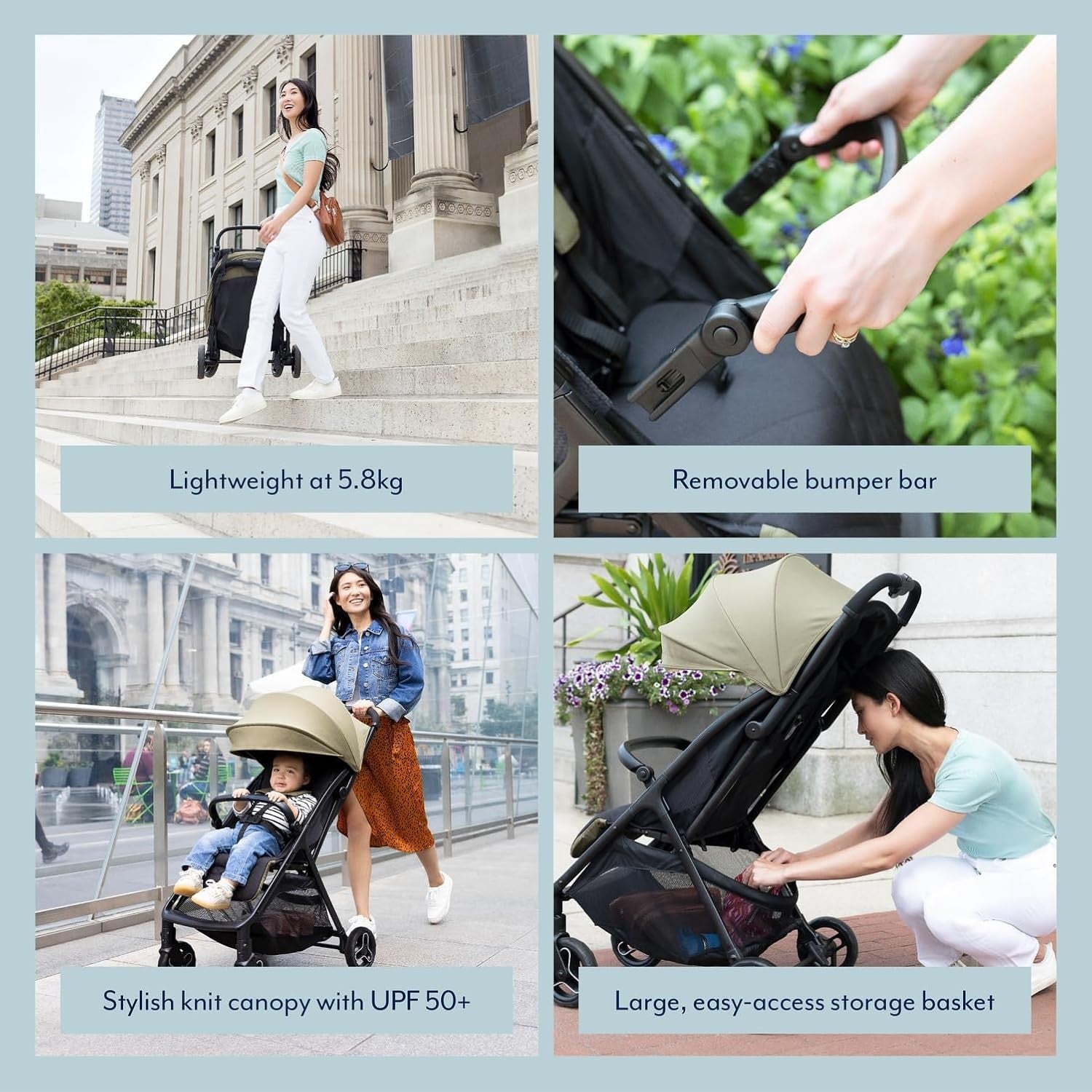 Ultra Lightweight Compact Baby Stroller From Birth 22kg One Hand Fold