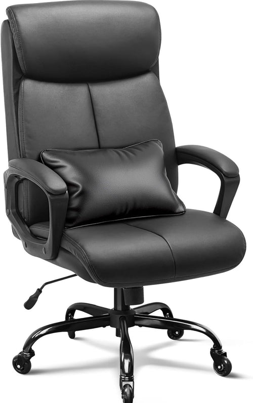 Ergonomic Office Chair Swivel Desk Chair Adjustable Lumbar Pillow PU Leather