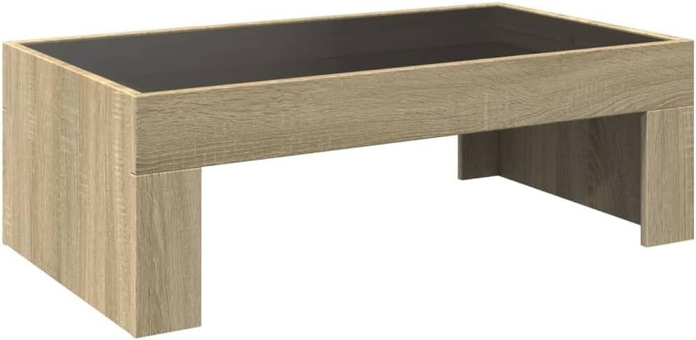 Infinity LED Mirror Coffee Table RGB Lights Modern Sonoma Oak 90x50x30cm